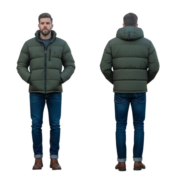 NEW Polo Ralph Lauren L Insulated Down Puffer Coat Winter Jacket Olive MRSP $498 - Picture 5 of 17